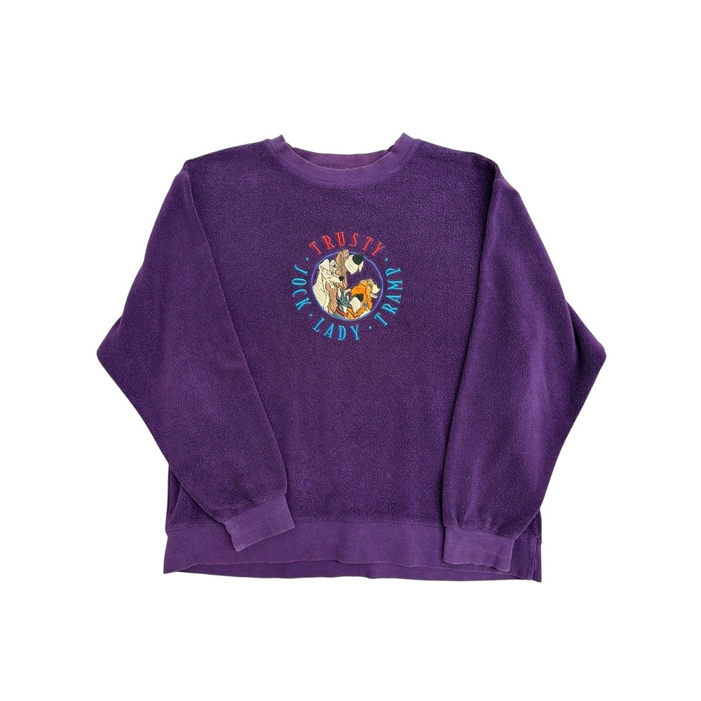 Disney Store Lady and the Tramp Vintage Purple Fleece Embroidered Sweatshirt L